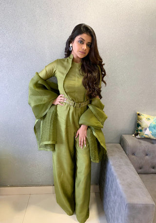 Silk Jumpsuit And Dupatta Set