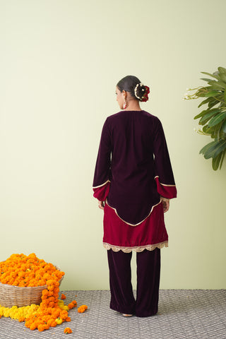 Maroon Dual Tone Velvet Suit