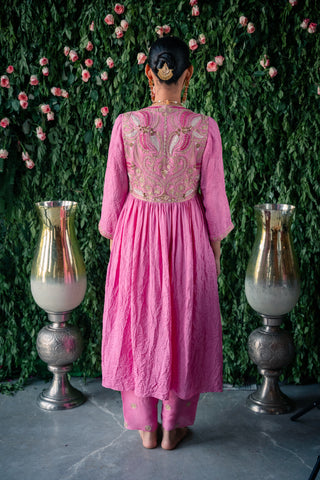 Butterfly designed embroidery kurta set with dupatta