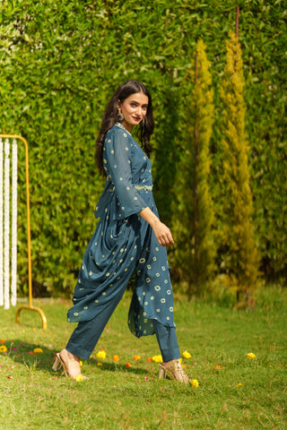 Bandhani Drape Pant Set