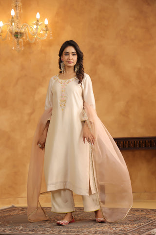Ivory Bloom Hand Embroidered Kurta Set