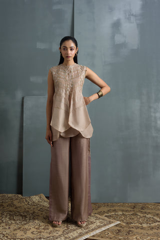 Embroidered Top And Trouser Set