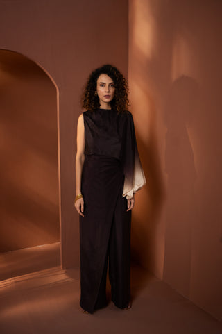 Ombre Silk Cape Jumpsuit