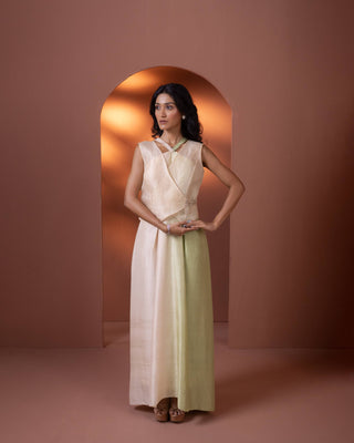 Silk Ombre Dress And Waistcoat Set