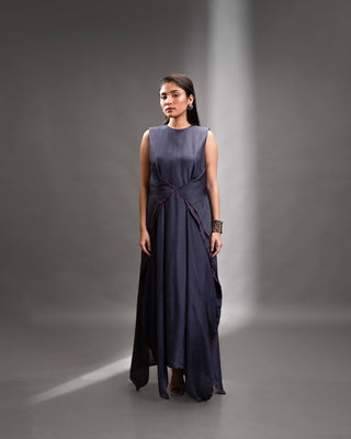 Graphite Blue Silk Dress
