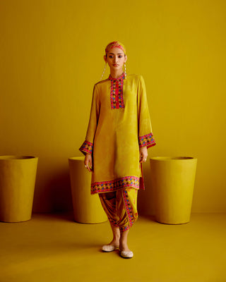 Digital Print Kurta with Tulip Drape Dhoti Pants