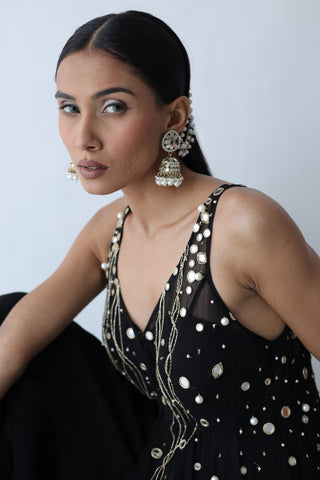 Kohinoor Assymetrical Kali Kurta With Wide Palazo And Dupatta