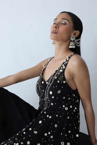 Kohinoor Assymetrical Kali Kurta With Wide Palazo And Dupatta