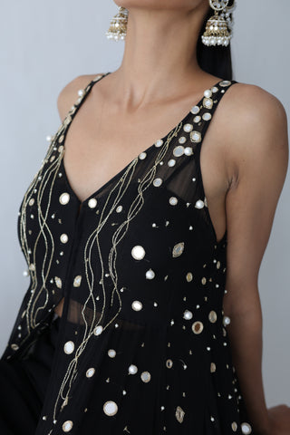 Kohinoor Assymetrical Kali Kurta With Wide Palazo And Dupatta