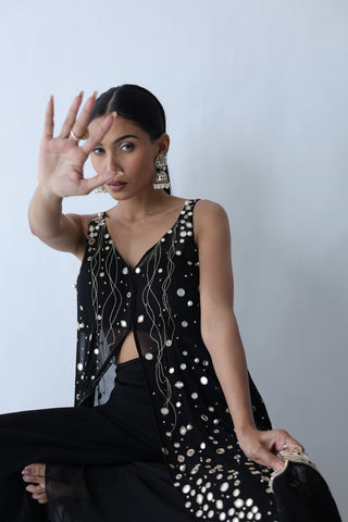 Kohinoor Assymetrical Kali Kurta With Wide Palazo And Dupatta