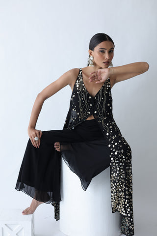 Kohinoor Assymetrical Kali Kurta With Wide Palazo And Dupatta