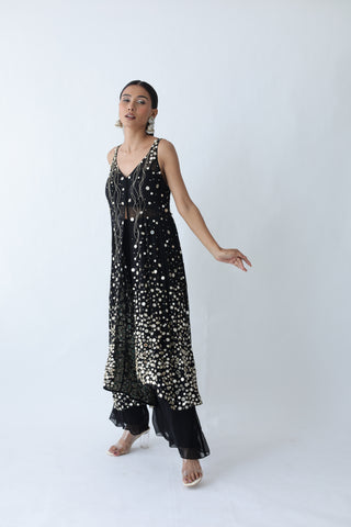 Kohinoor Assymetrical Kali Kurta With Wide Palazo And Dupatta