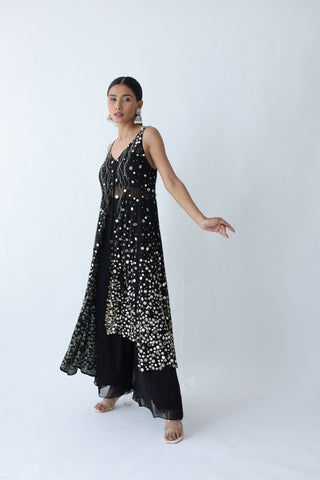 Kohinoor Assymetrical Kali Kurta With Wide Palazo And Dupatta