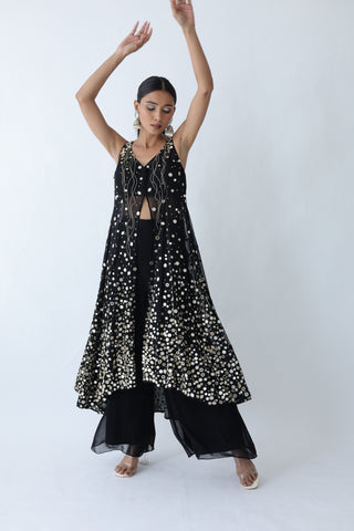 Kohinoor Assymetrical Kali Kurta With Wide Palazo And Dupatta