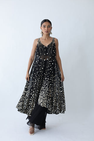 Kohinoor Assymetrical Kali Kurta With Wide Palazo And Dupatta