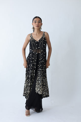 Kohinoor Assymetrical Kali Kurta With Wide Palazo And Dupatta