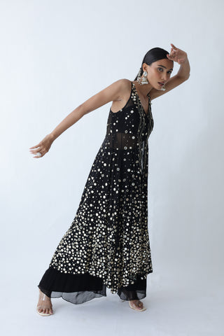 Kohinoor Assymetrical Kali Kurta With Wide Palazo And Dupatta