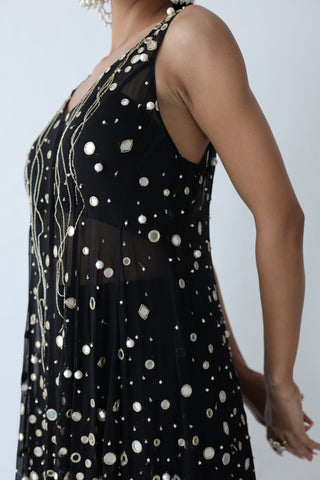 Kohinoor Assymetrical Kali Kurta With Wide Palazo And Dupatta