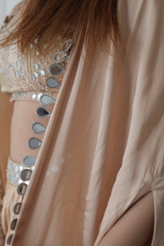 Afreen Open Cape With Bustier And Draped Skirt