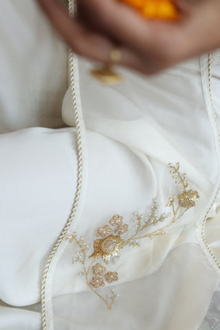 Inaya Organza Cape With Bustier And Circular Palazo