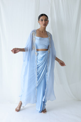 Aarzu Open Cape With Draped Skirt