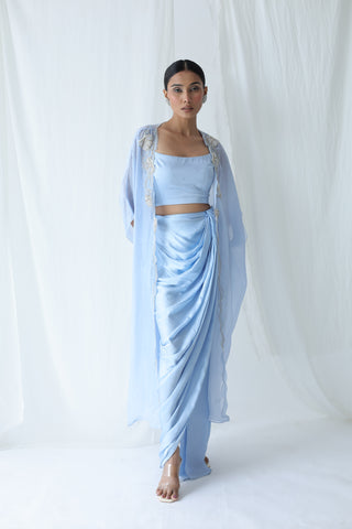 Aarzu Open Cape With Draped Skirt