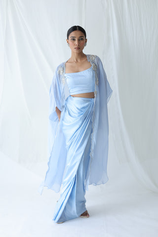 Aarzu Open Cape With Draped Skirt