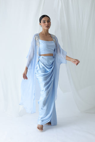 Aarzu Open Cape With Draped Skirt