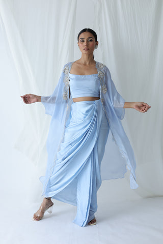 Aarzu Open Cape With Draped Skirt