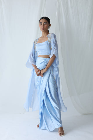 Aarzu Open Cape With Draped Skirt