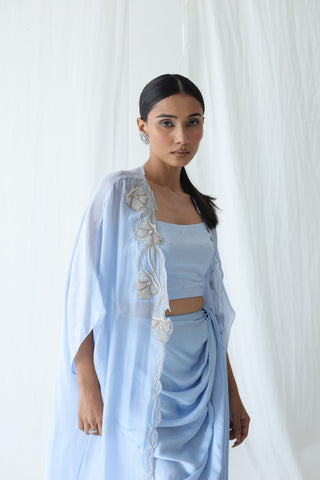 Aarzu Open Cape With Draped Skirt