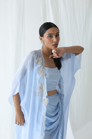 Aarzu Open Cape With Draped Skirt