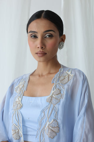 Aarzu Open Cape With Draped Skirt