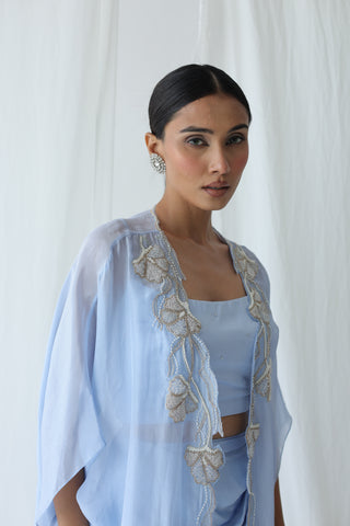 Aarzu Open Cape With Draped Skirt