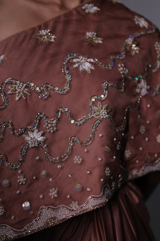 Ziya One Shoulder Cape With Bustier And Draped Skirt