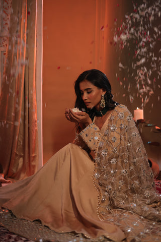 Zarnoor Double Border Anarkali With Mirror Dupatta