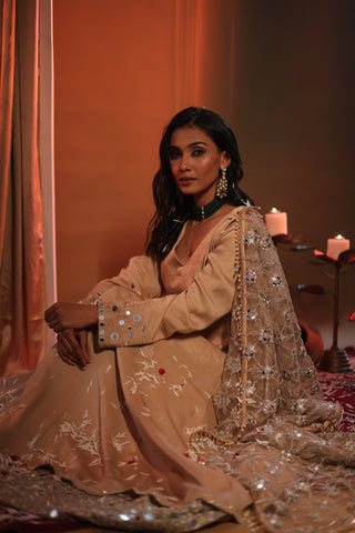 Zarnoor Double Border Anarkali With Mirror Dupatta