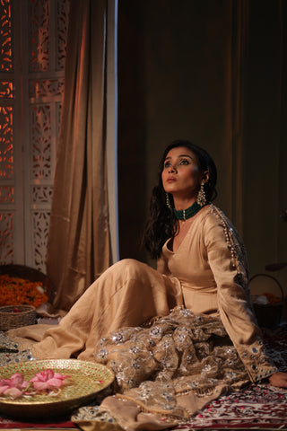 Zarnoor Double Border Anarkali With Mirror Dupatta