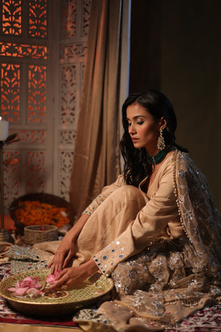 Zarnoor Double Border Anarkali With Mirror Dupatta