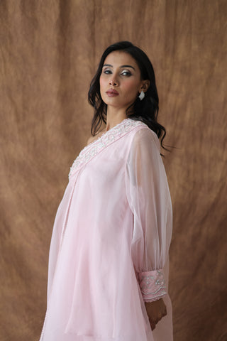 Khwaab One Shoulder Open Cape With Cigaratte Pants