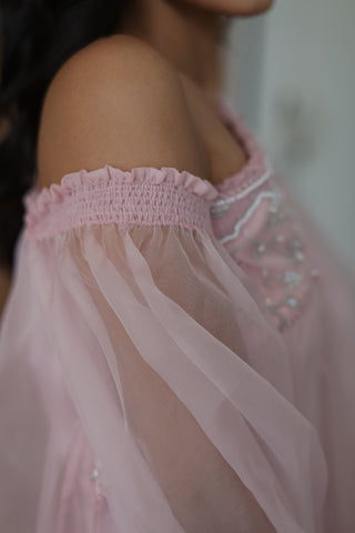 Khwaab One Shoulder Open Cape With Cigaratte Pants