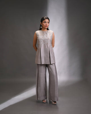 Lunara Hand-Embroidered Silk Pant Set