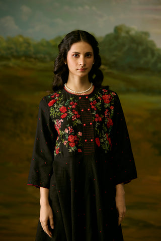 Onyx Embroidered Dress