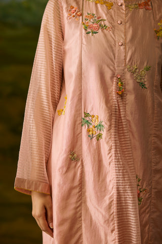 Coral Peach Embroidered Kurta