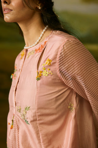 Coral Peach Embroidered Kurta