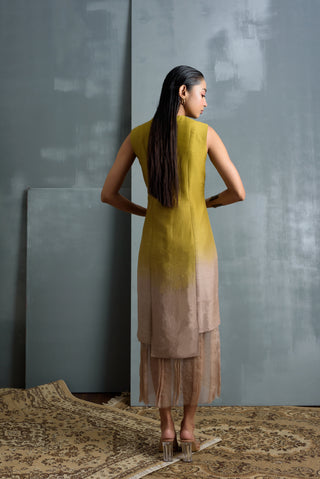 Silk Dress With Organza Detail