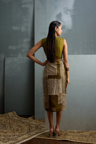 Silk Hand Embroidered Patchwork Dress