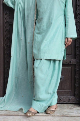 Firoza Boat Neck Kurta And Farsi Salwar Set