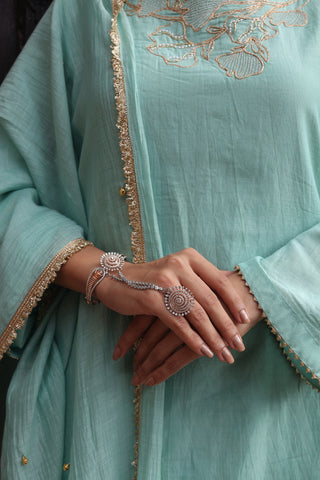 Firoza Boat Neck Kurta And Farsi Salwar Set