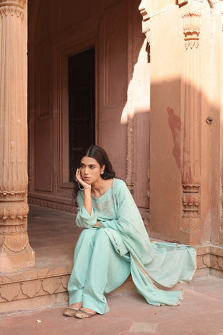 Firoza Boat Neck Kurta And Farsi Salwar Set